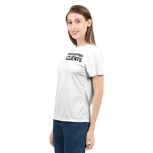 Load image into Gallery viewer, Now Accepting New Clients Design 2 (White) Women&#39;s Tee