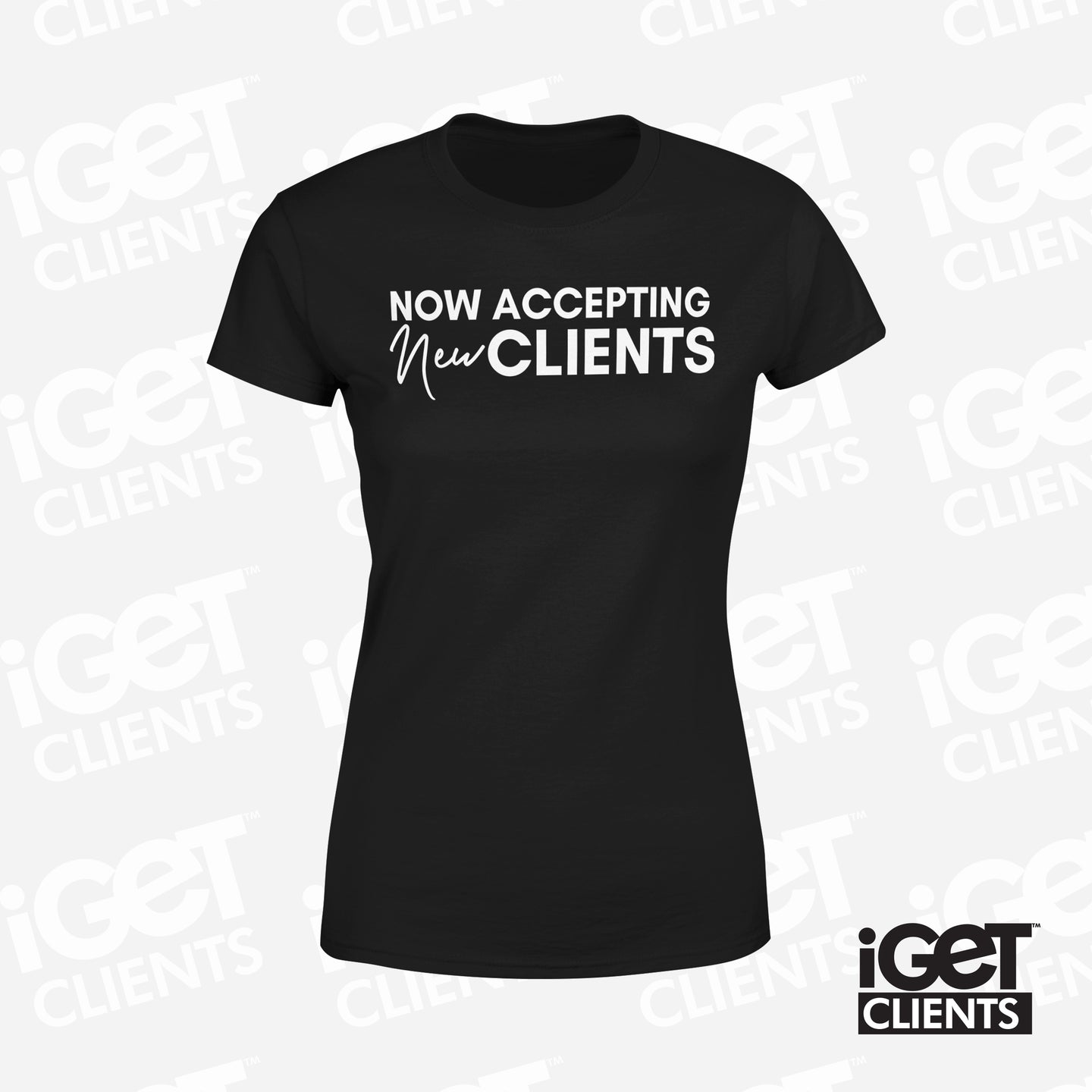 Now Accepting New Clients Design 2 (Black) Women's Tee