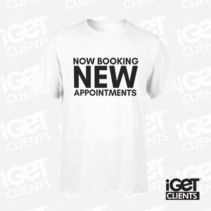 Now Booking New Appointments (White) Men's Tee