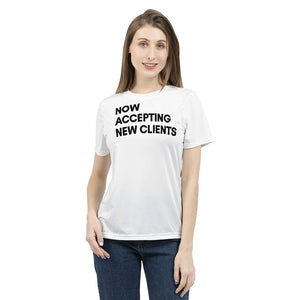 Now Accepting New Clients (White) Women's Tee